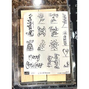 Stampin' Up! 2001 A Greeting for All Reasons wood mounted rubber stamp set